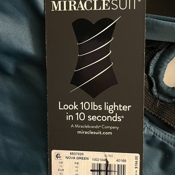 NWT Miraclesuit Miraclesuit Bling One Piece in Nova Green Size 10 - Picture 6 of 7